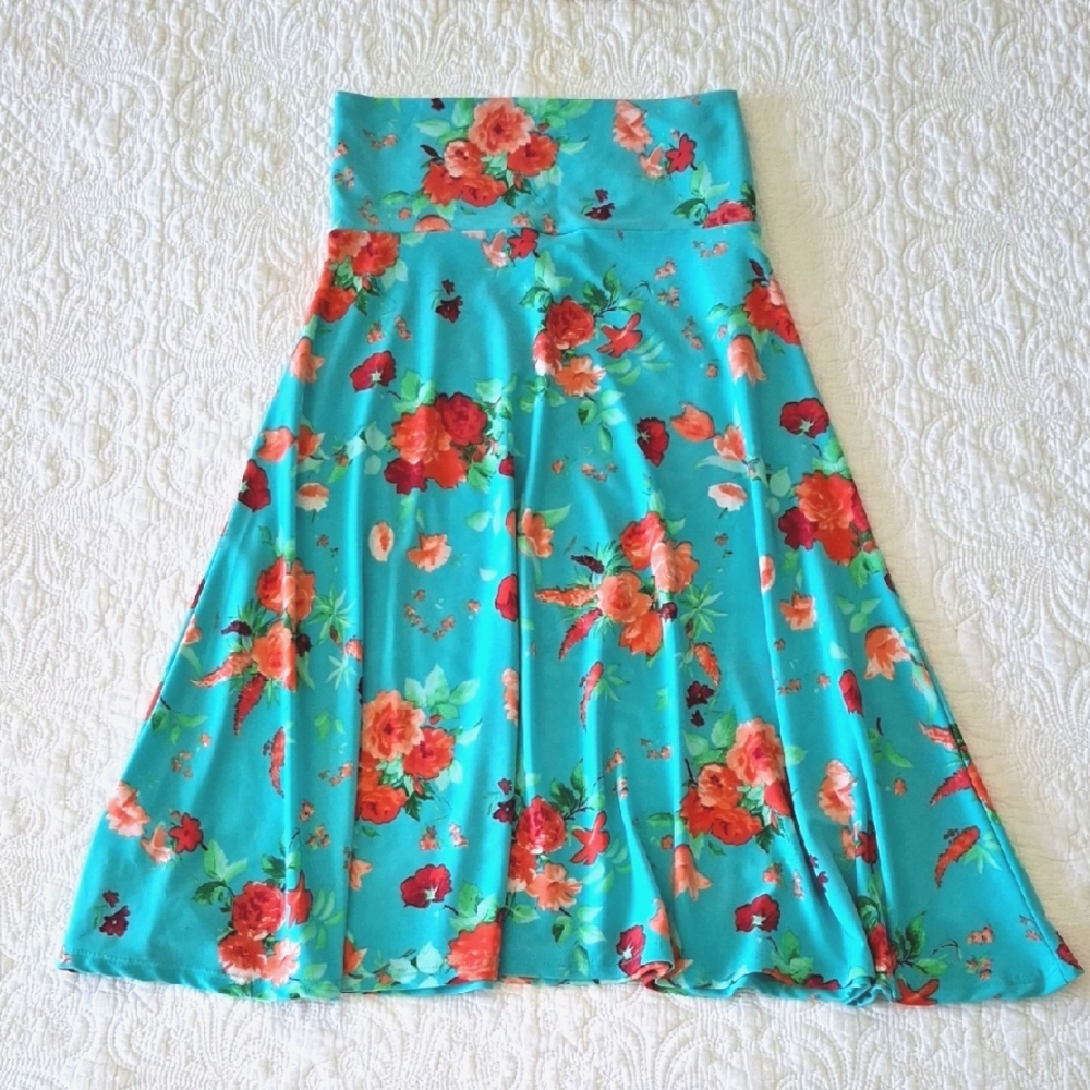Lularoe XS Floral Skater Aline Skirt Flowy Knee Length